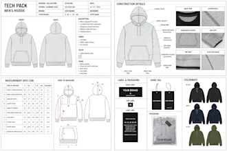 make a production ready apparel tech pack with specs and bom