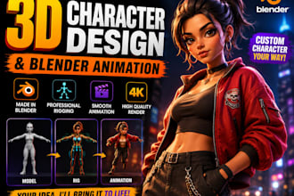 create 3d character design with blender animation