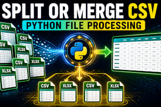 split or merge large CSV and excel files with python