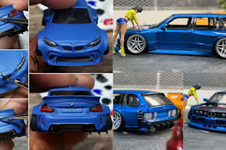 3d print and paint car model body kit, car parts rc widebody kit automotive cad