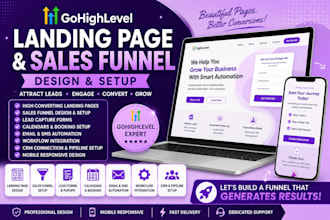 build gohighlevel website, ghl landing page and ghl sales funnel