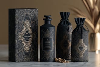 design premium cosmetic label and box packaging design