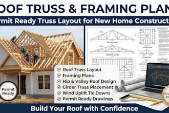 custom roof truss placement and structural framing plan