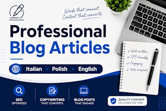 write professional blog articles in italian and polish