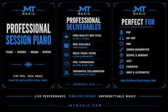 record professional piano and keyboard tracks for your song