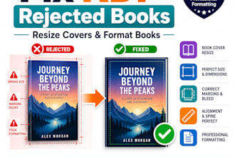 fix resize book cover, fix rejected book for amazon kdp book formatting