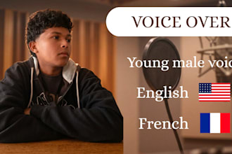 do a professional young english and french voice over