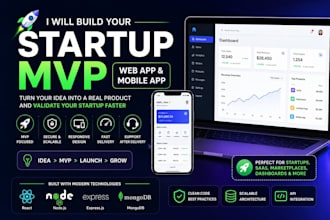 build your startup mvp web app and mobile app