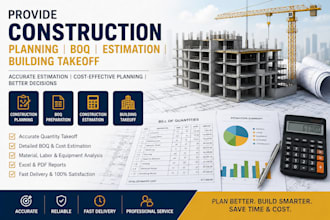 provide construction planning, boq, construction estimation, building takeoff