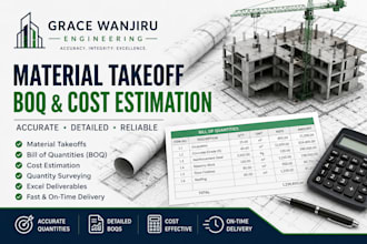 prepare an accurate material takeoff, boq, and cost estimation