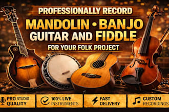professionally record country fiddle, cello, mandolin with viola for your track
