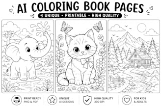 design printable ai coloring book pages for kids and adults