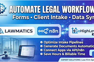 automate legal form and workflow in lawmatics ,gohighlevel and n8n ghl website