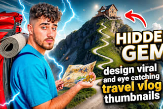 design viral and eye catching travel vlog thumbnails