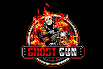 design mascot ghost run motorcycle race logo