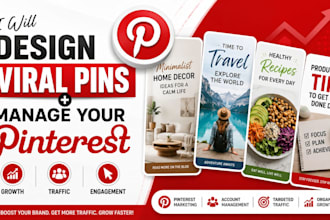 manage your pinterest and design viral pins for traffic