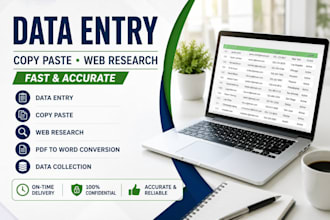 do accurate data entry, copy paste, typing and web research