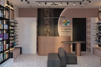 accentuate 3d pharmacy store,3d clinic design,cgi medical store, interior design