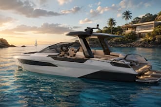 design, create high quality 3d model of yacht boat ship watercraft from scratch