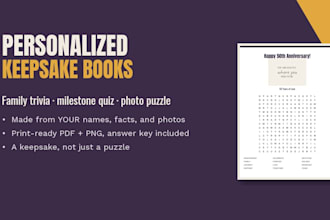 design a personalized keepsake trivia or photo puzzle book