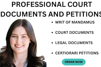 draft court motions, petitions, appeals, summon, and case briefs