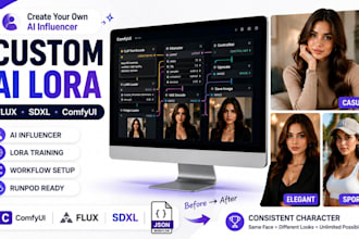 train custom ai influencer lora models, flux, sdxl, comfyui workflow, runpod