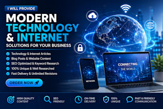 write technology and internet articles, blog and SEO content