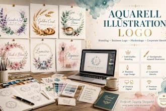 aquarell illustration logo design handgemaltes marken branding design aquarell