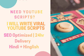 write viral hindi youtube video script and SEO script