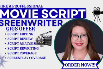 write screenplay, movie script, feature film script screenwriting, tv pilot