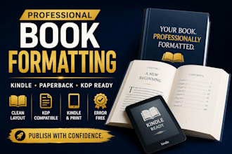 book formatting, amazon KDP paperback or kindle ebook formatting