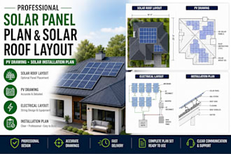 deliver solar panel plan, solar roof layout, pv drawing, solar installation plan