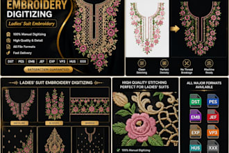 manually digitize ladies suit embroidery designs in wilcom