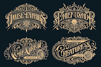 do make vintage hand lettering hipster tattoo and victorian logo design