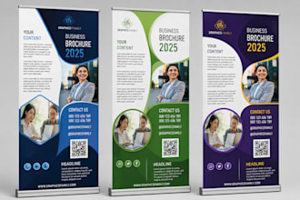 design modern signage, retractable  roll up standees