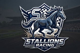 make dynamic horse racing or stallion mascot logo