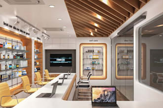 resurface 3d retail pharmacy,healthcare interior,medical store layout cgi render
