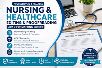 proofread, edit, and apa format nursing and healthcare documents