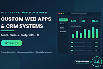 build a custom web app, CRM or dashboard with react and node js