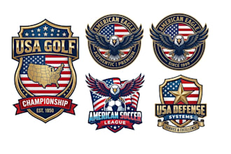 design usa flag, american, patriotic logo and t shirt