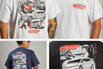 design vintage t shirt car racing logo for your brand