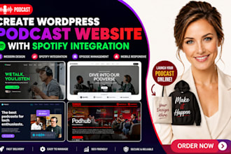 create wordpress podcast website, spotify integration podcast website redesign