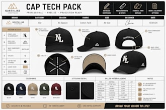 create custom cap, hat, snapback, trucker, and dad hat tech packs
