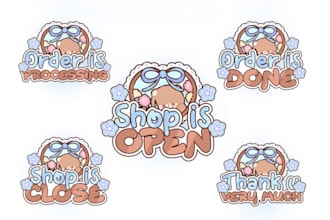 design custom vtuber logo, anime, jrpg, cute kawaii for streamer and video game