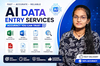 do accurate ai data entry, excel, word, copy paste and web research
