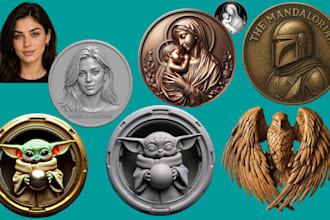 sculpt custom 3d coin bas relief cnc stl medallion gold coin medal for printing