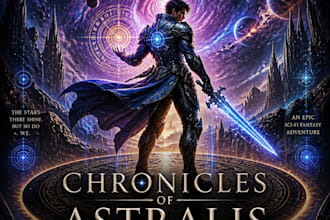 design a sci fi fantasy book cover design that sells
