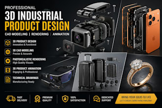 do 3d industrial product design, 3d cad modeling rendering 3d product animation