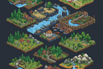 create pixel art game assets, isometric art,  tilesets, rpg sprites and UI icons