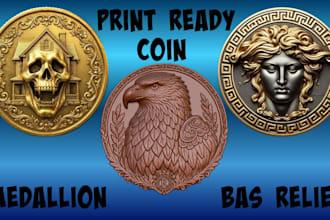 sculpt printable 3d coin model medallion bas relief stl file for 3d printing